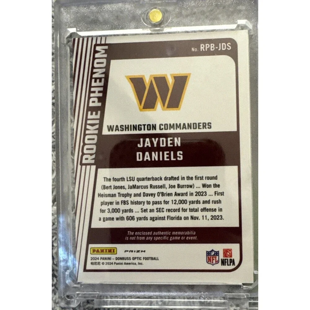 2024 Donruss Optic Jayden Daniels Rookie Phenoms RC Jersey Blue Hyper #RPB-JDS